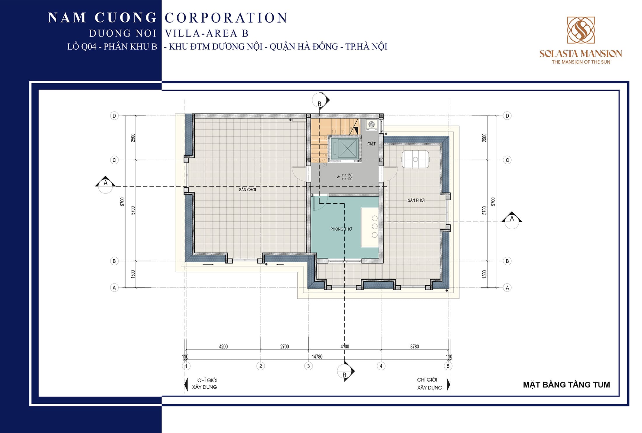 Mặt bằng Tầng Tum của biệt thự Solasta Mansion Dương Nội tập đoàn Nam Cường.