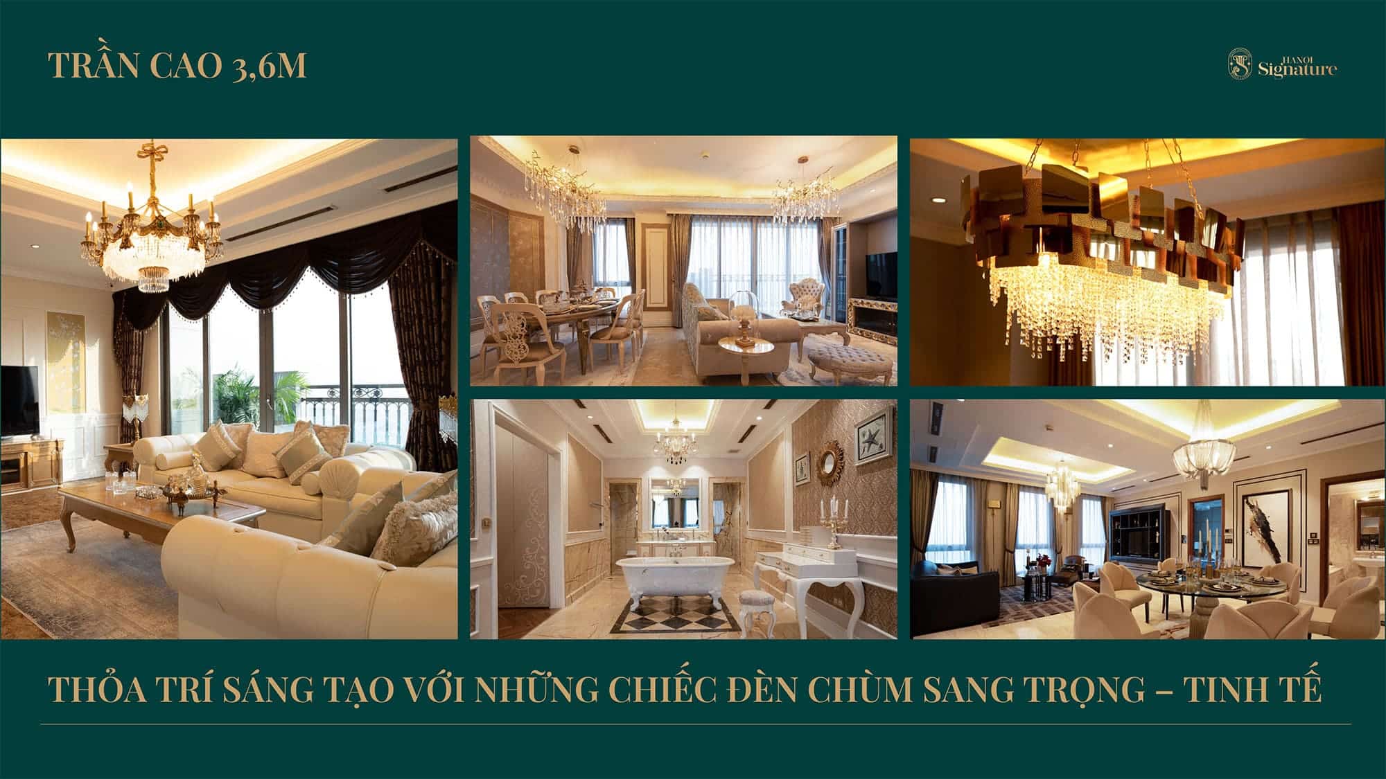 Tại Hanoi Signature các căn hộ có chiều cao Trần đến 3,6m mang đến một không gian sống sang trọng.