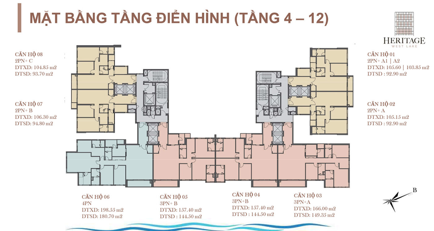 mặt bằng dự án heritage west lake lạc long quân tây hồ