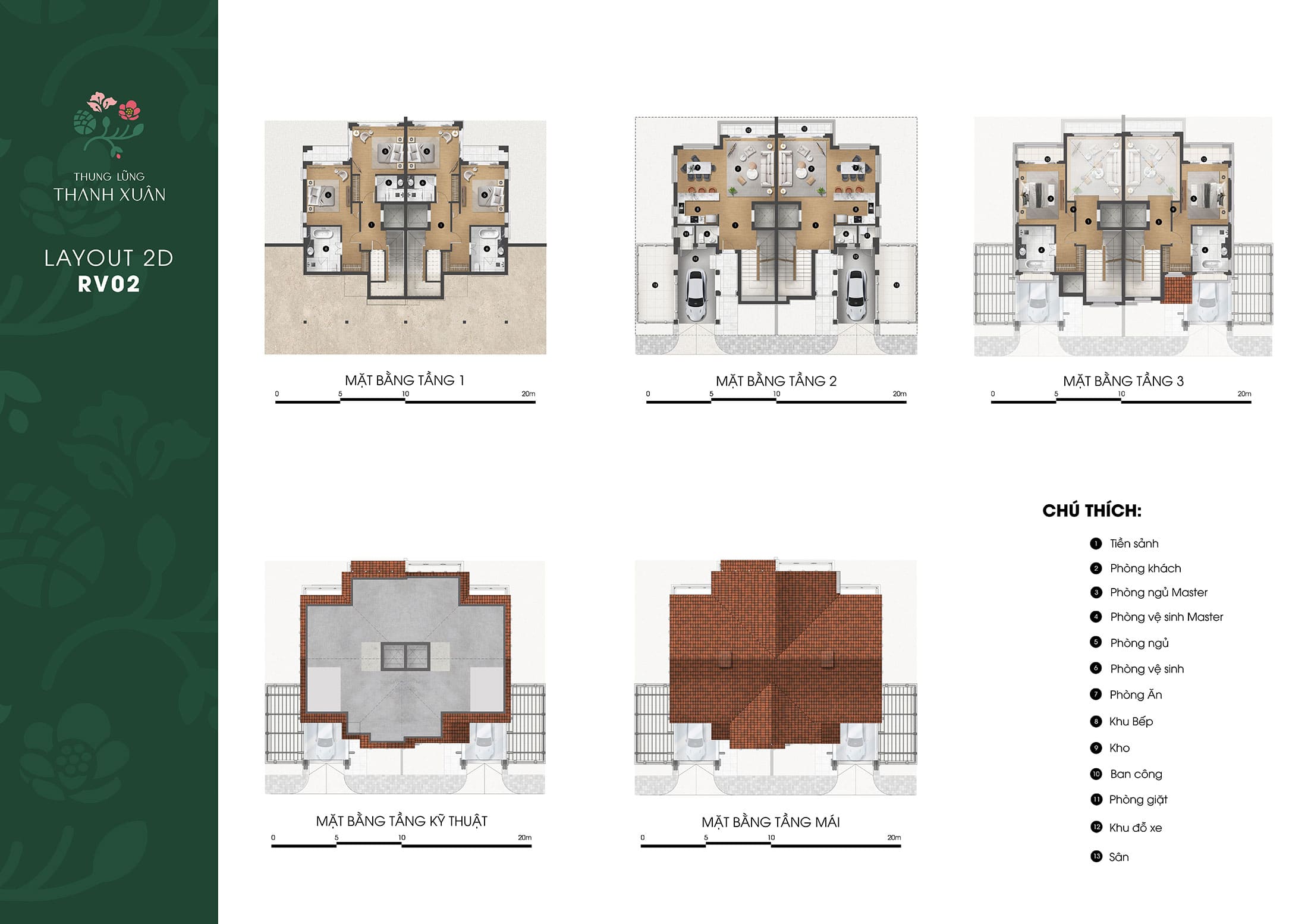 Layout thiết kế căn biệt thự RV02 phân khu Valley Park Residence dự án Thung Lũng Thanh Xuân.