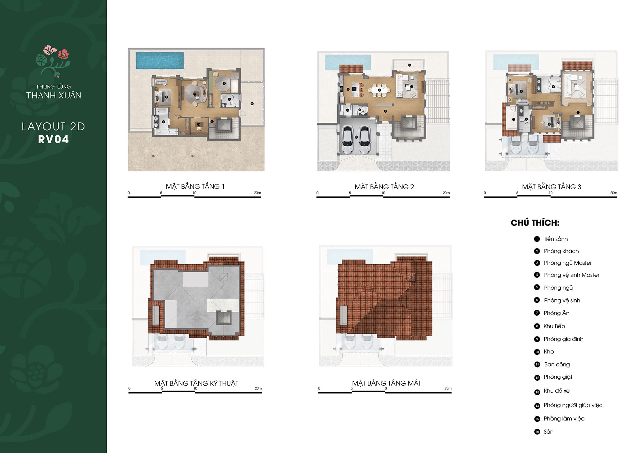 Layout thiết kế căn biệt thự RV04 phân khu Valley Park Residence dự án Thung Lũng Thanh Xuân.