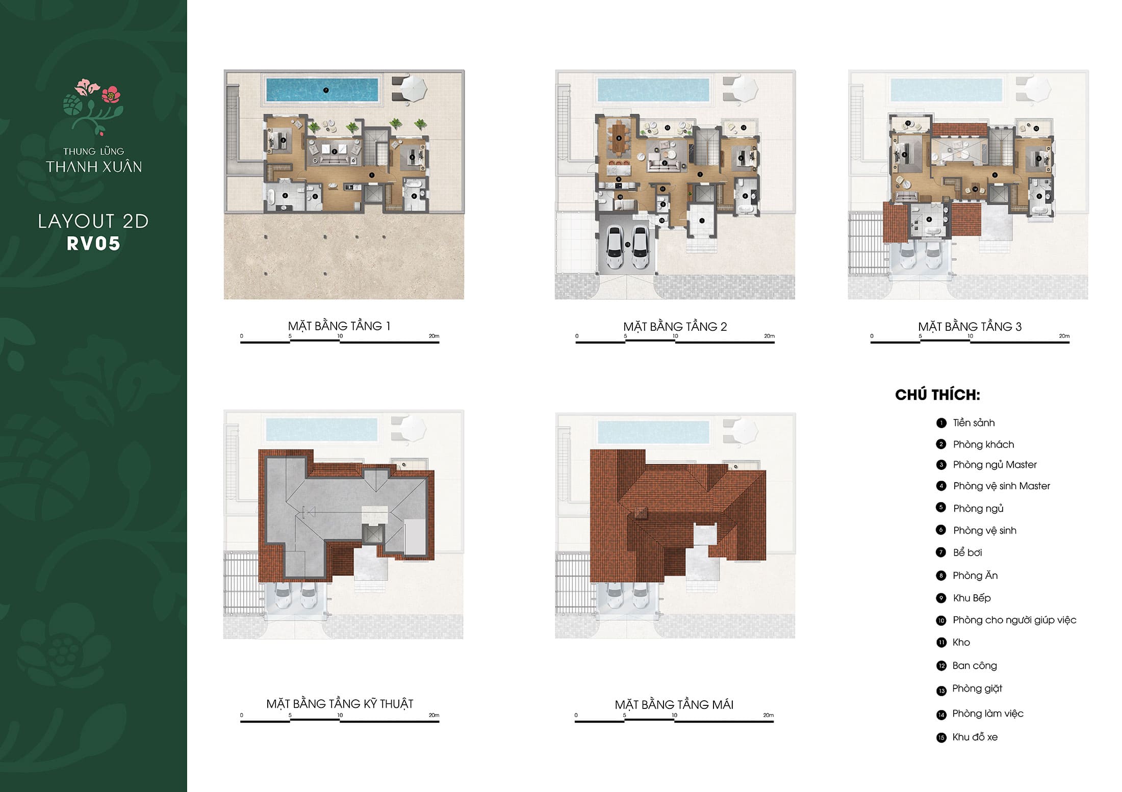 Layout thiết kế căn biệt thự RV05 phân khu Valley Park Residence dự án Thung Lũng Thanh Xuân.