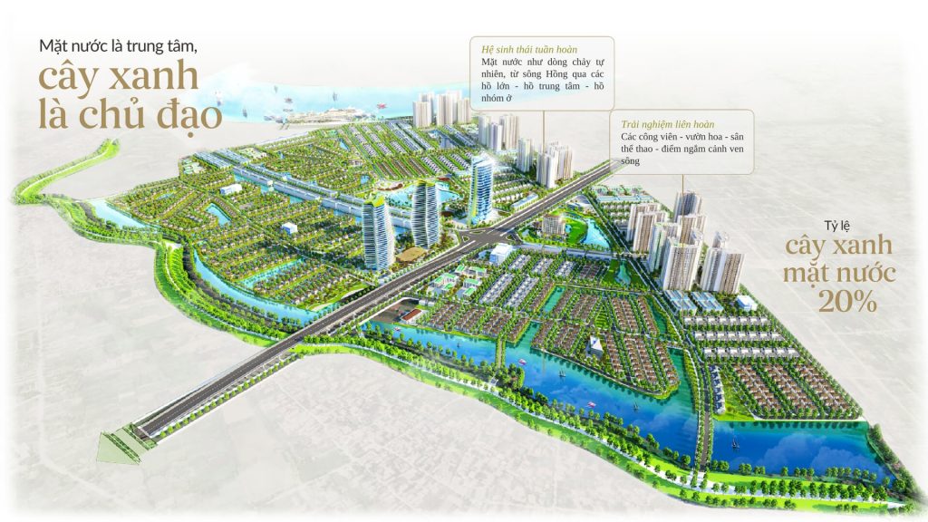 Alluvia City được quy hoạch theo triết lý thuận tự nhiên, với hệ thống mặt nước đan xen như long mạch dẫn khí lành. Thế “minh đường tụ thủy” tạo điểm tụ sinh khí, mang lại tài lộc và vượng khí cho toàn khu đô thị.
